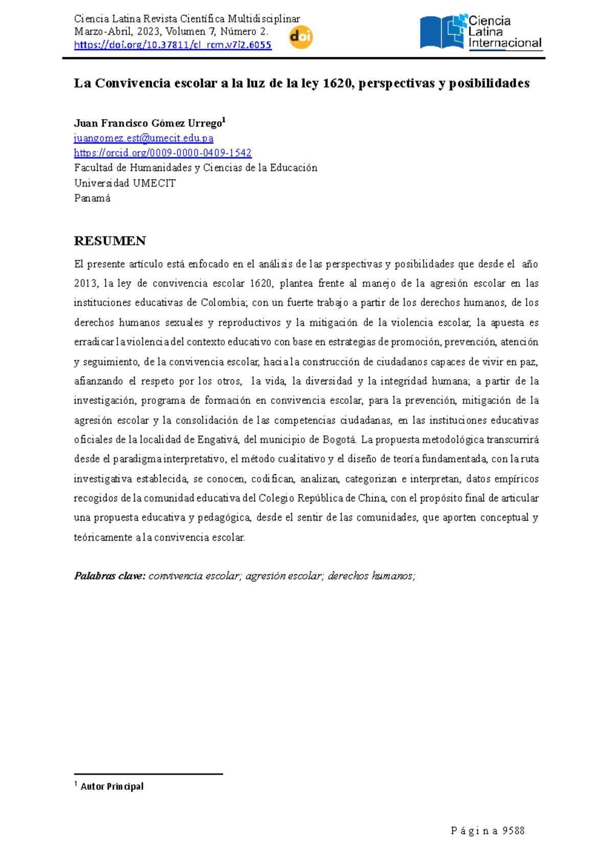 Análisis de la Ley 1620 sobre Convivencia Escolar en Colombia - 6055 ...