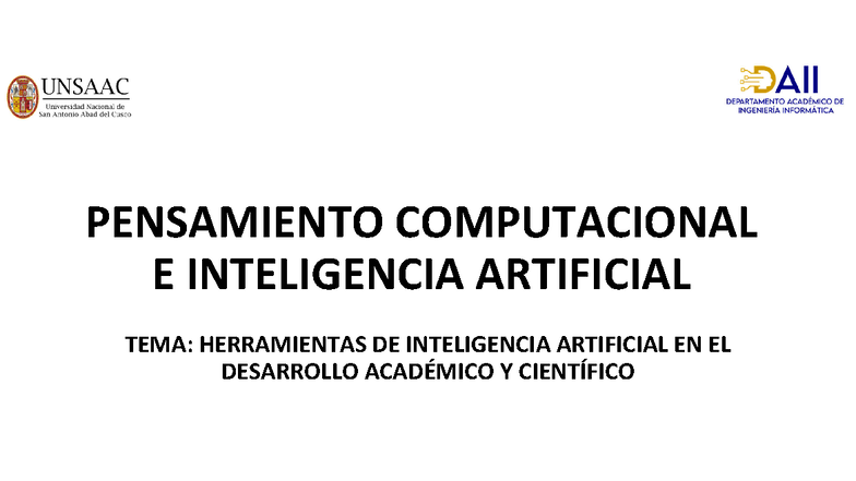 PENSAMIENTO COMPUTACIONAL Y IA: Herramientas en Desarrollo Académico y ...