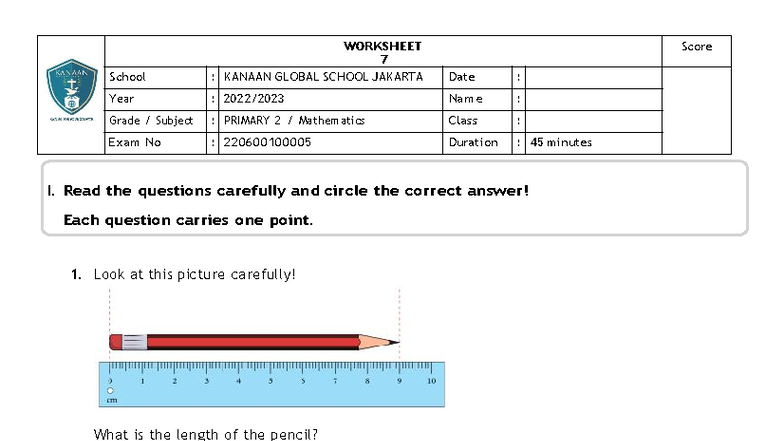 G2 MATH WS7 T2 - Primary 2 Mathematics Worksheet - Studocu