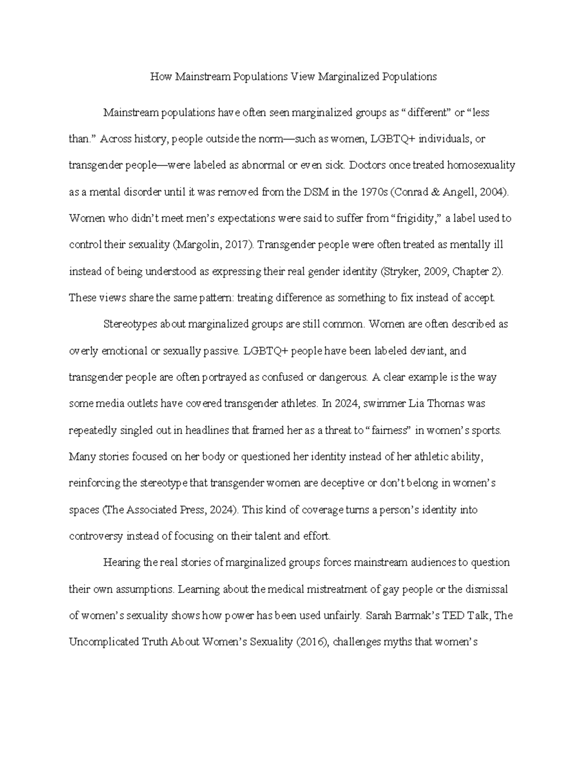 Mainstream Views on Marginalized Groups: A Critical Analysis - Studocu