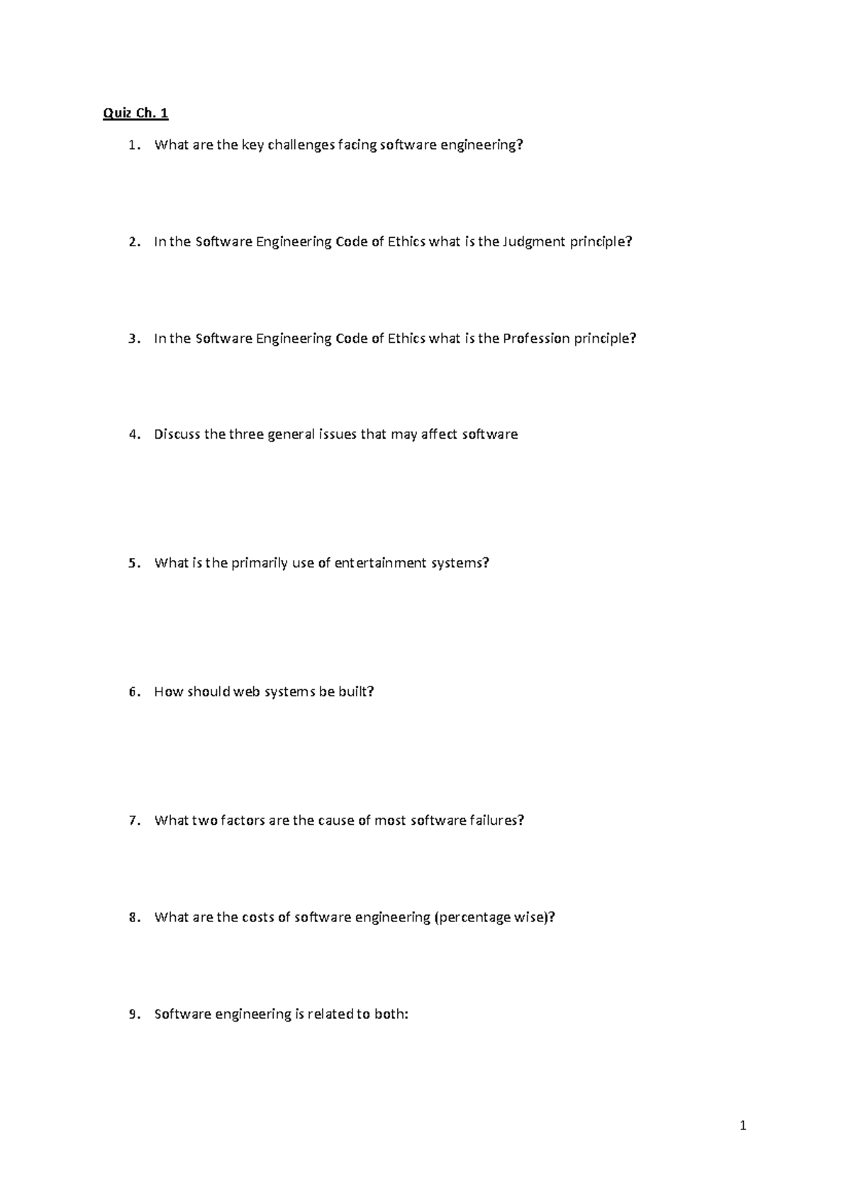 Quiz Ch 1 PDF - Chapter 1 Quiz - Quiz Ch. 1 1. What are the key ...