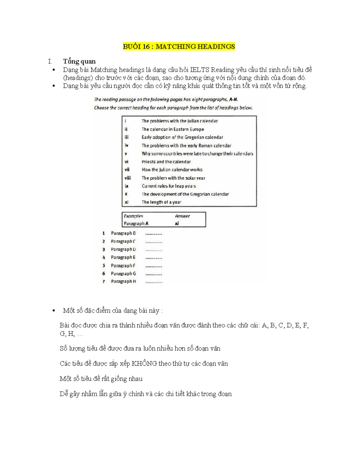 16 : IELTS Reading - Matching Headings Strategies and Tips - Studocu