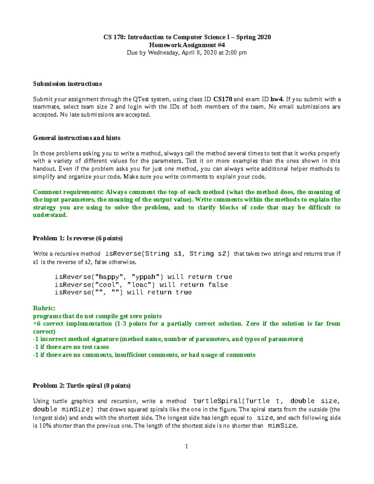 CS 170: Spring 2020 Homework 4 Assignment Instructions and Problems ...