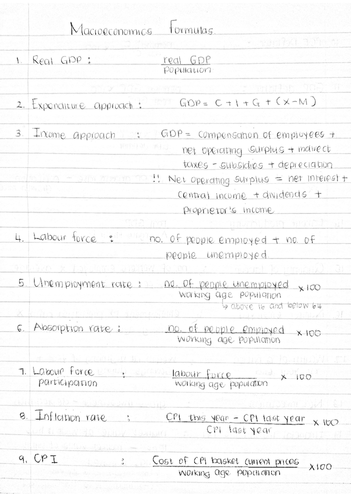 Macroeconomics Key Formulas and Concepts for Effective Analysis - Studocu