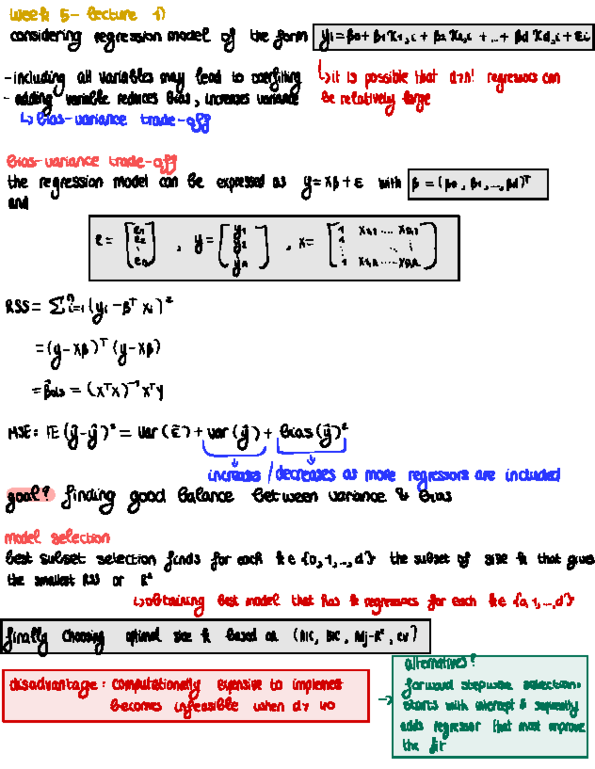 Week 5 - Data Science Methods Lecture Notes on Regression Models ...
