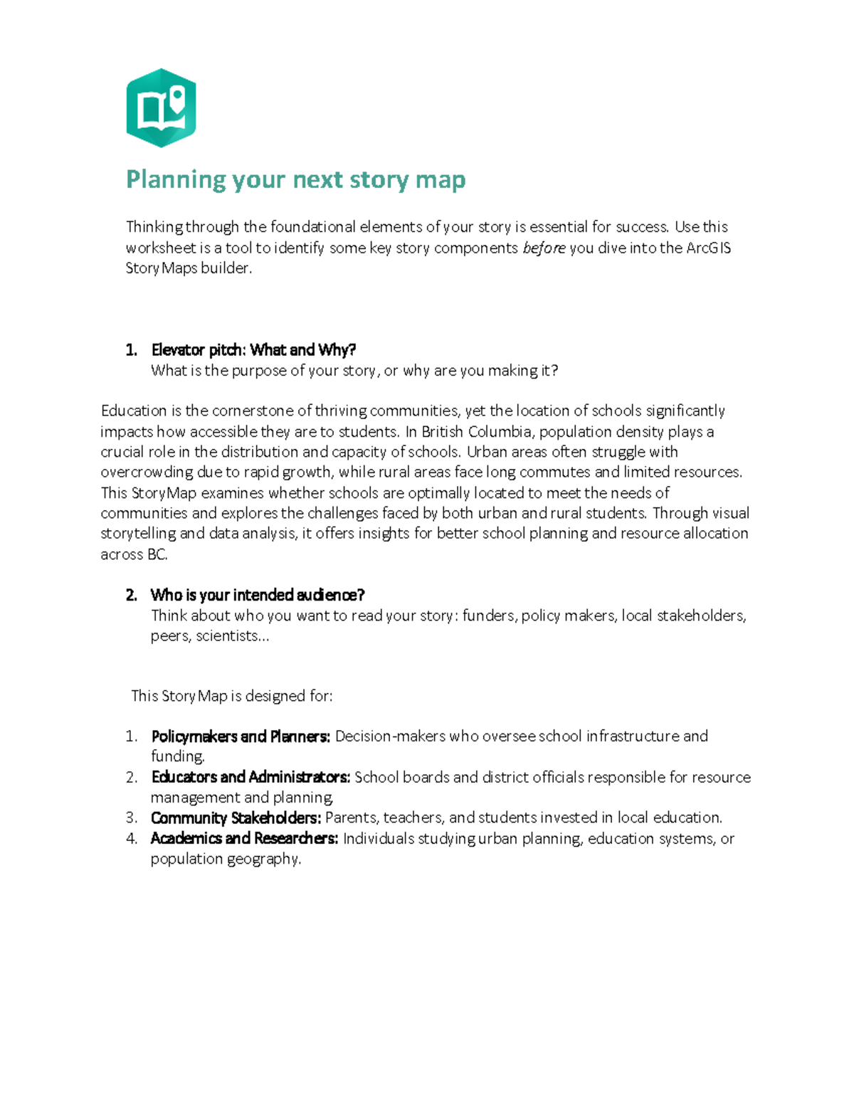 GIS Lab 4: Planning an Effective StoryMap for School Accessibility ...