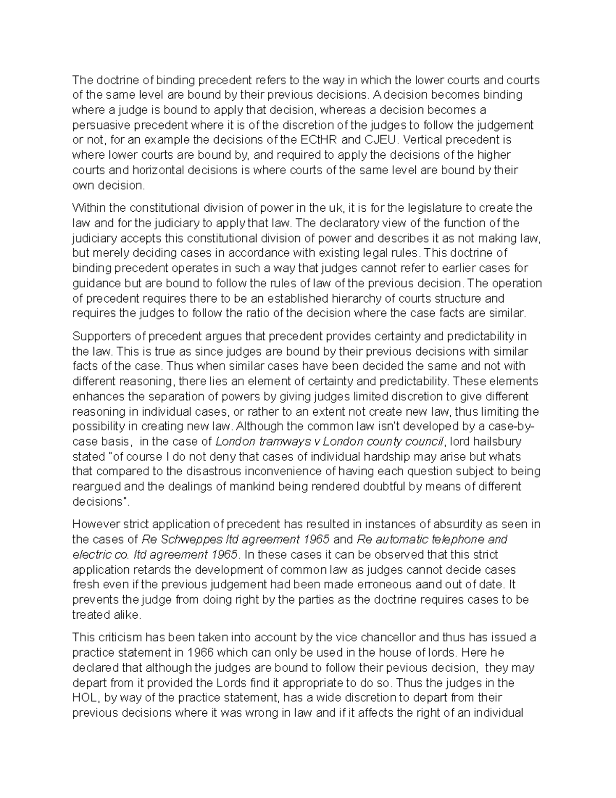 Doctrine of binding precedent - A decision becomes binding where a ...