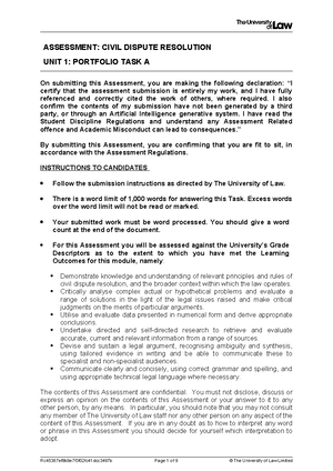 2122 dis ws03 ce01 guide - DISPUTE RESOLUTION (KNOWLEDGE) Unit 3 Guide ...