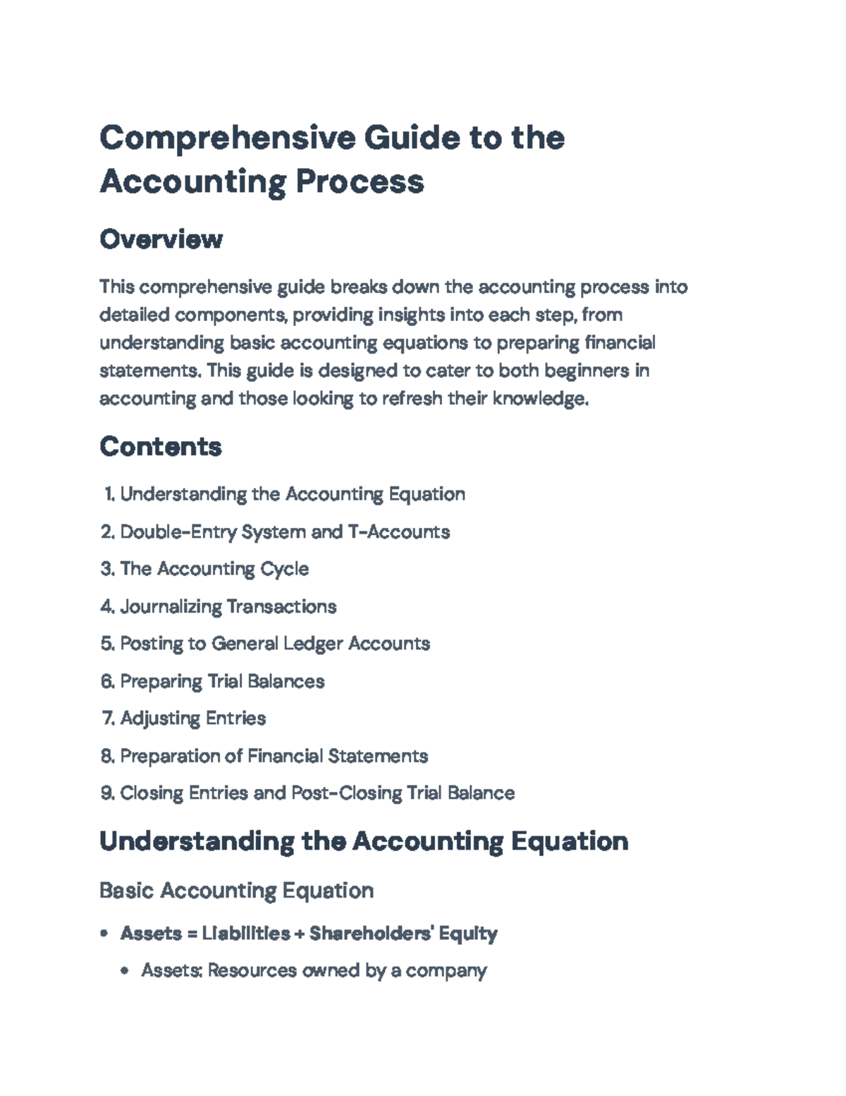 Comprehensive Accounting Process Guide for Beginners and Refreshers ...