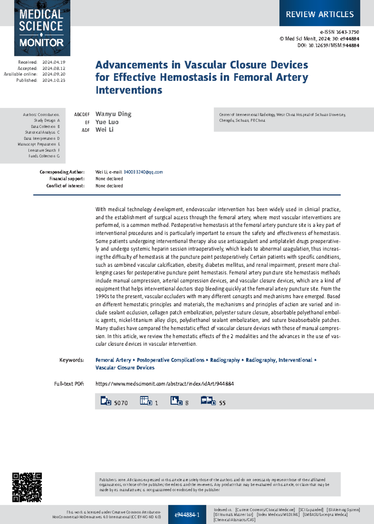 Vascular Closure Devices: Advances, Applications, and Clinical Efficacy ...