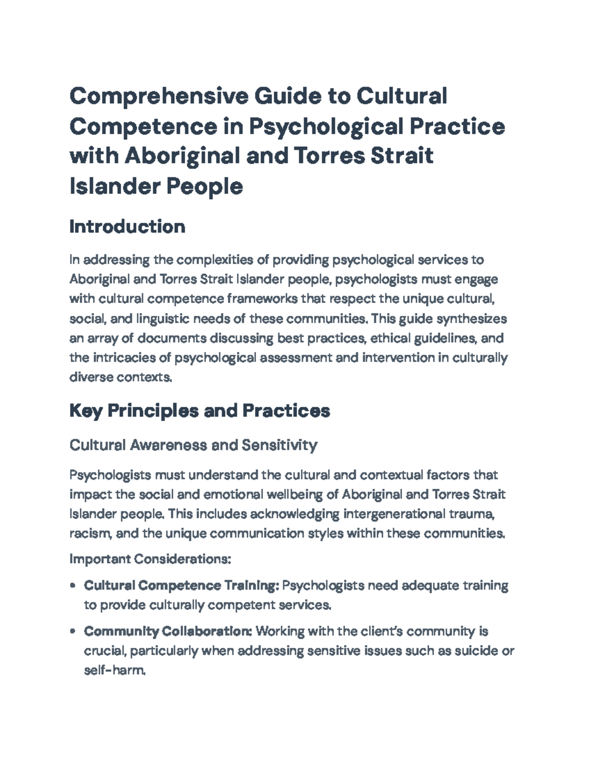 Cultural Competence in Psychology: Guidelines for Indigenous Practice ...