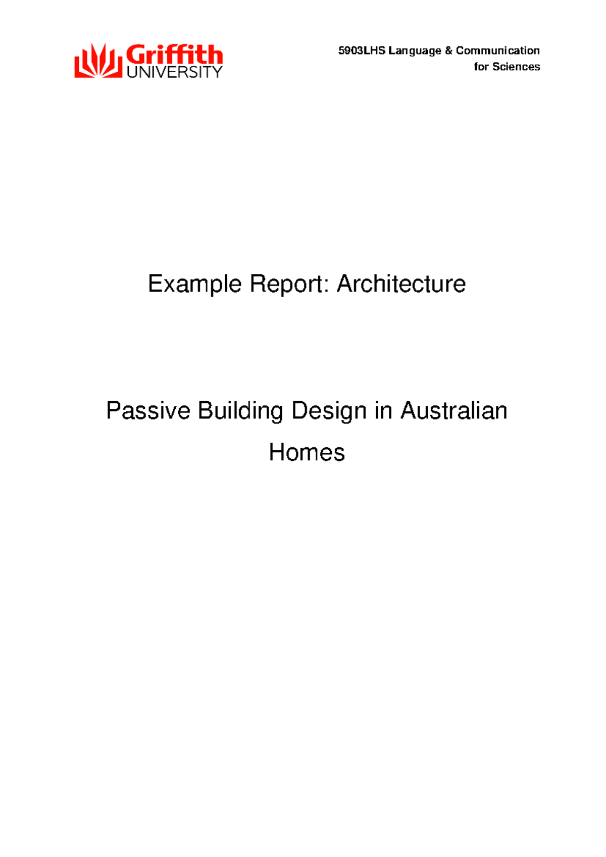 5903LHS Example Report: Passive Building Design in Australian Homes ...