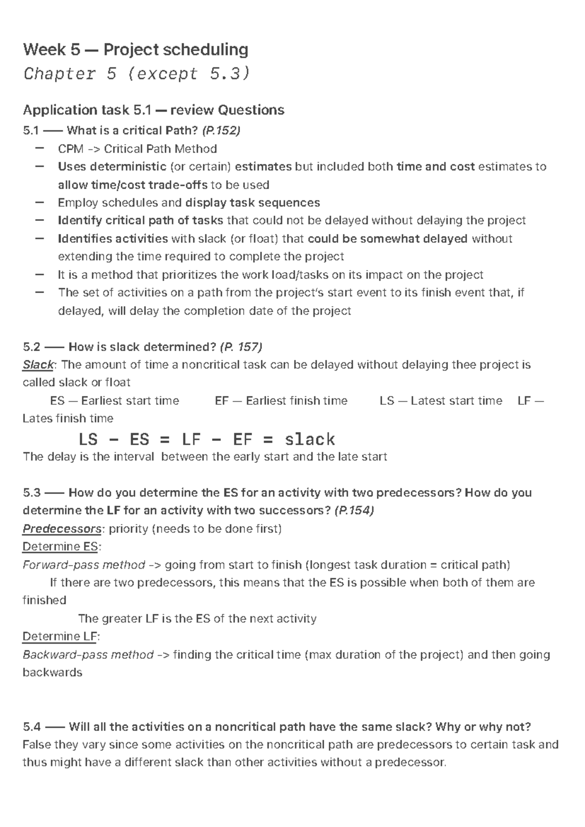 Economics and Management - – – – – – – – Week 5 — Project scheduling ...