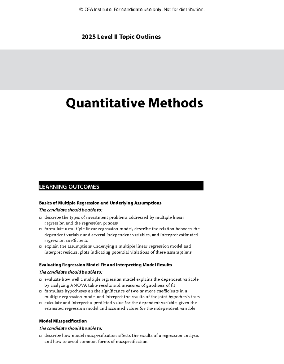 2025 CFA Level II Combined Topic Outlines: Quantitative Methods & More ...