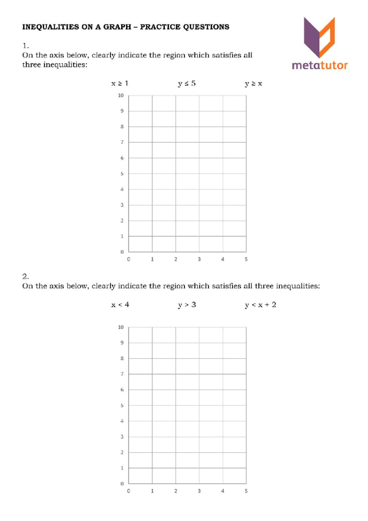 Inequalities on a Graph Practice Questions (Math 101) - Studocu