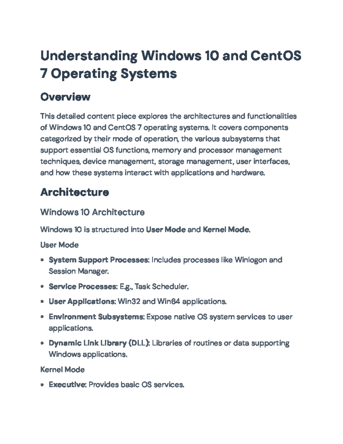 Windows 10 vs. CentOS 7: Comprehensive OS Architecture Analysis ...