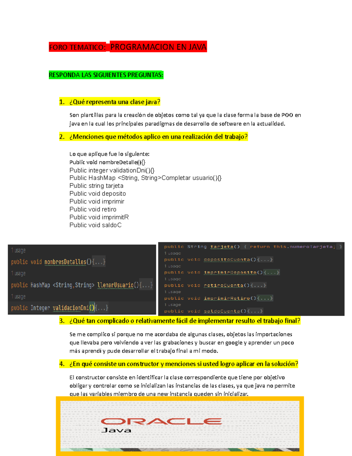 Foro Temático JAVA: Respuestas y Clases en Programación JAVA - Studocu