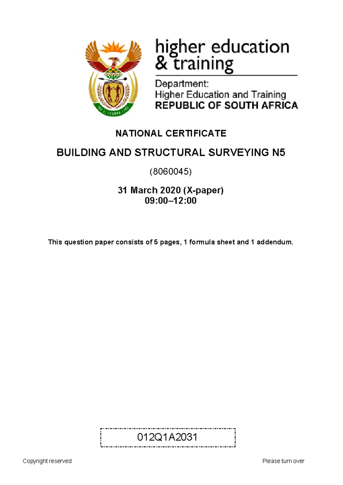 Building and Structural Surveying N - Final Exam (8060045) - Studocu