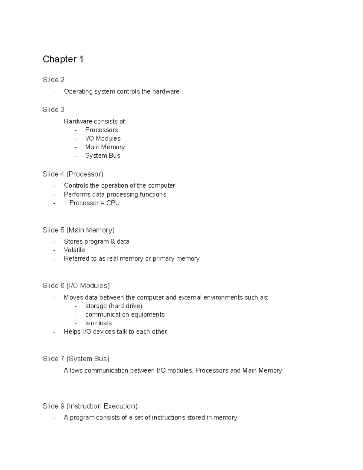 CPS 590 - Operating System Lecture Notes: Chapter 1 Overview - Studocu