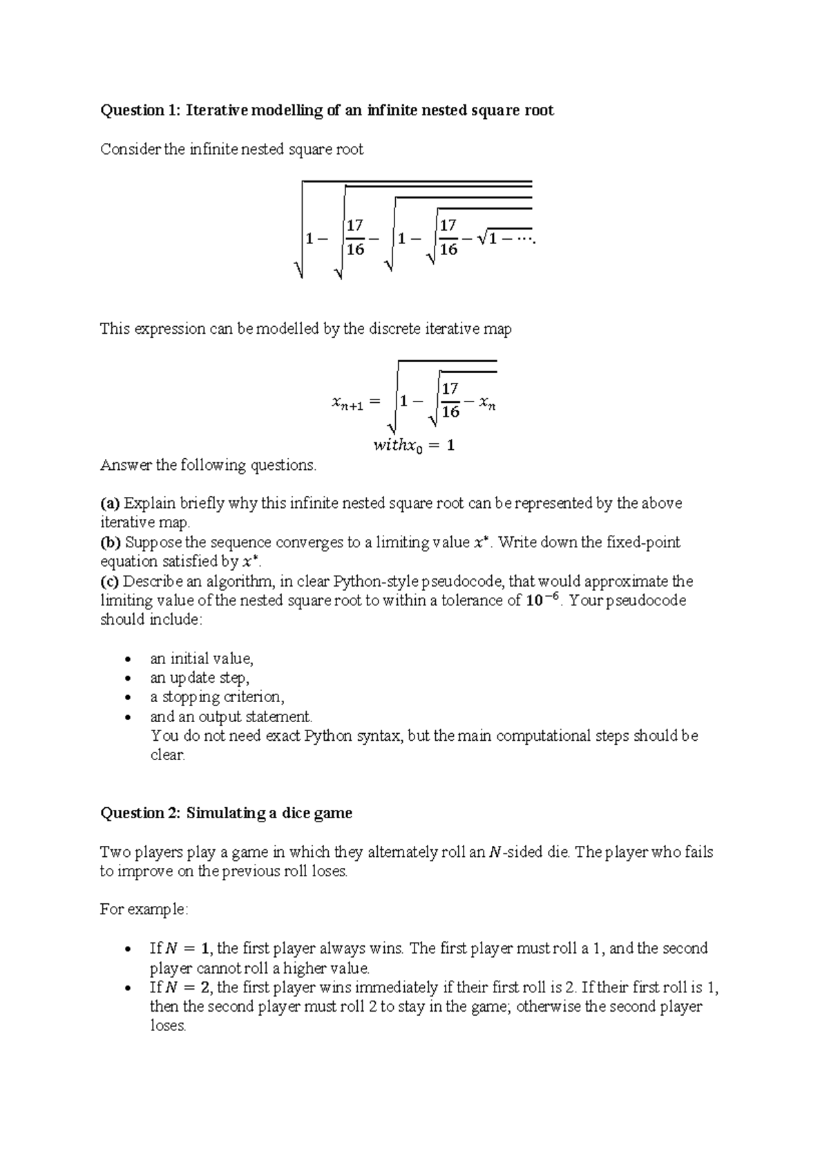 Sample Test Questions - Practice Test for Course Code: MATH101 - Studocu