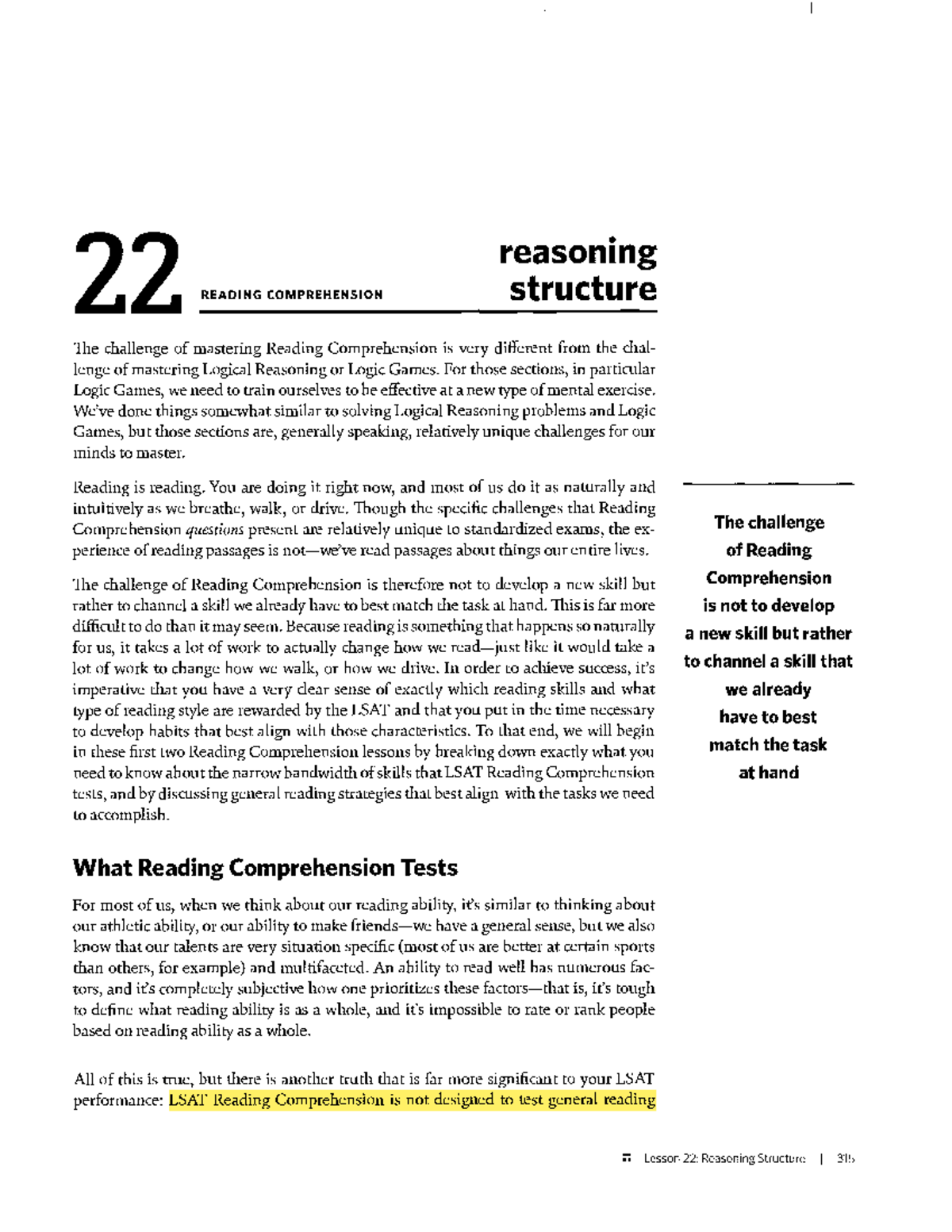 22 READING COMPREHENSION: Reasoning Structure in LSAT Passages - Studocu