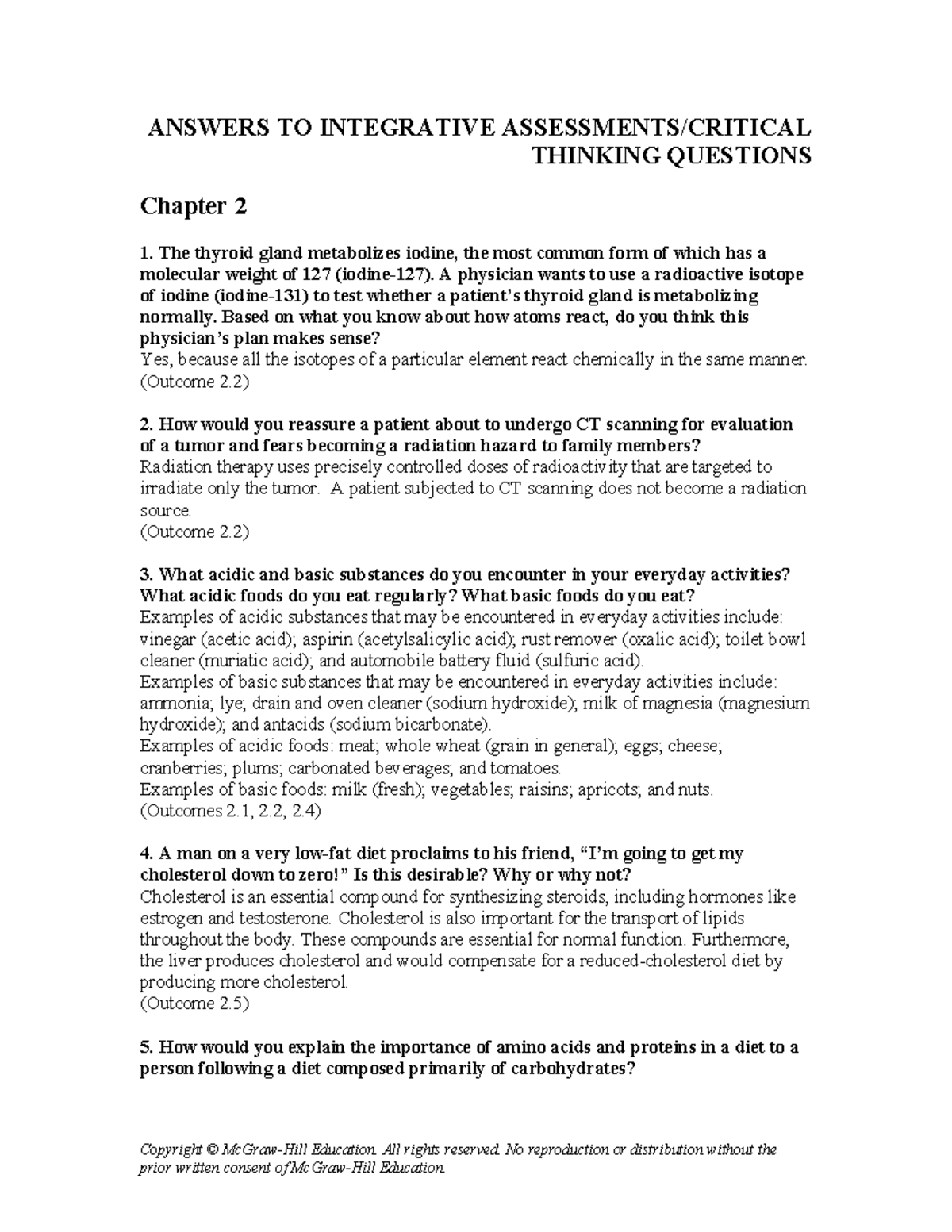 Answers to Integrative Assessments for Chapter 2 - Critical Thinking ...