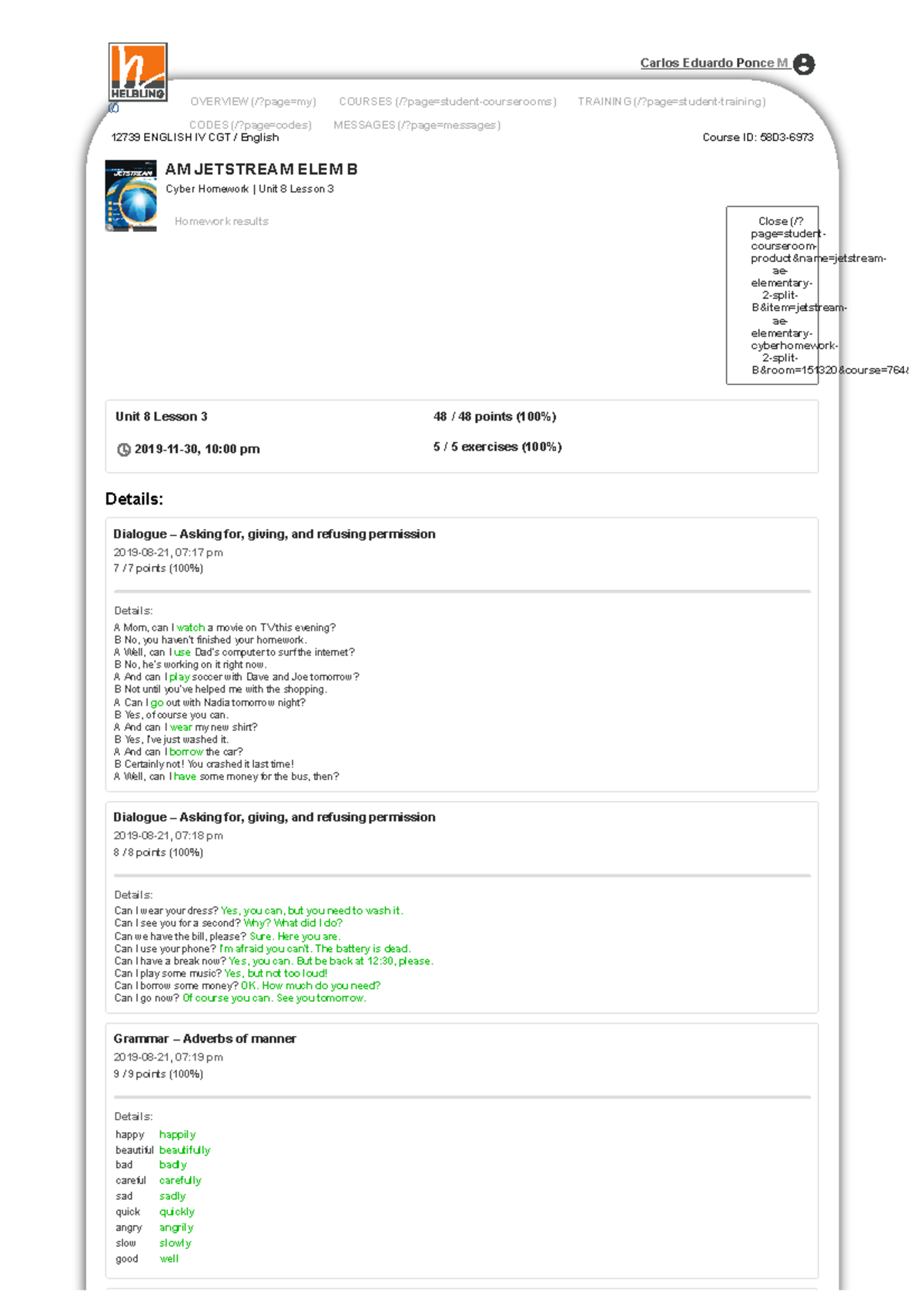 Homework Results for Unit 8 Lesson 3 - Cyber Homework (ENGLISH IV CGT ...