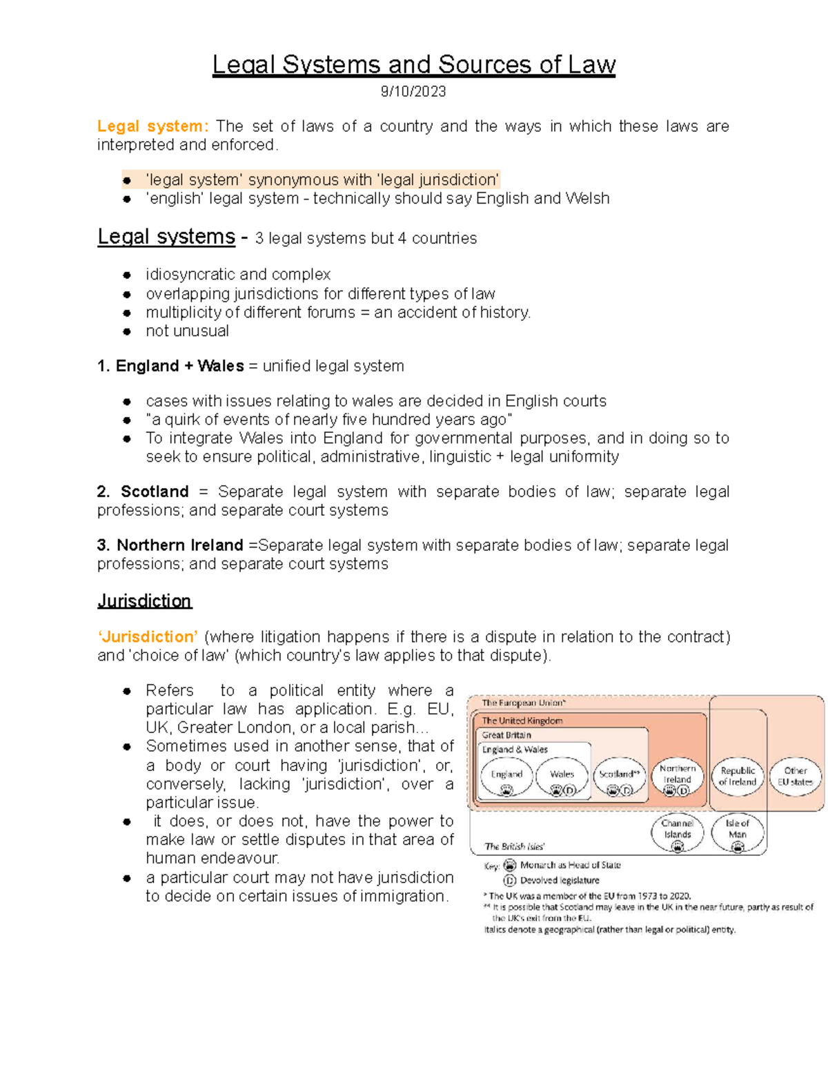 Legal Systems and Sources of Law: An Overview (LAW 101) - Studocu