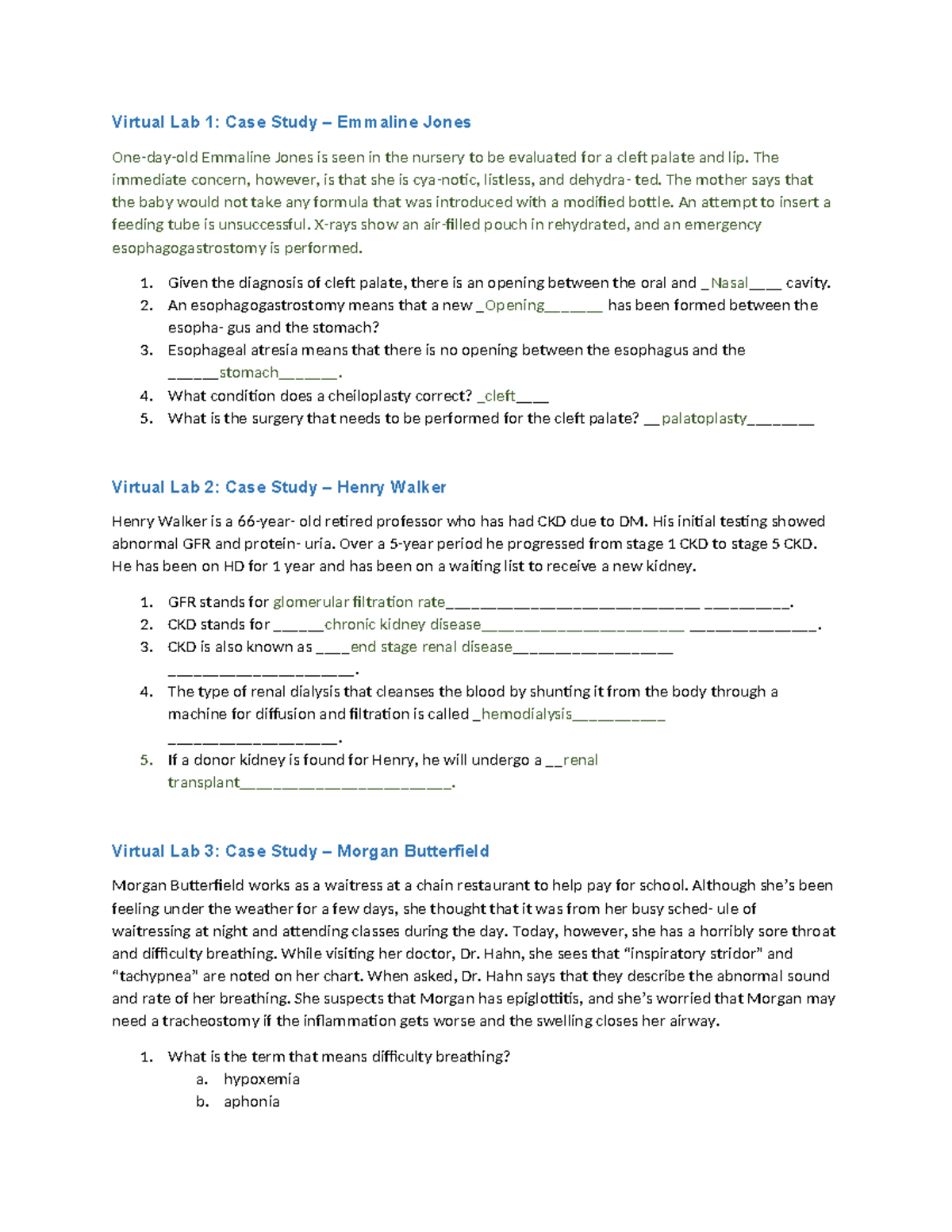 AHP105 Wk4 Virtual Lab complete - Virtual Lab 1: Case Study – Emmaline ...