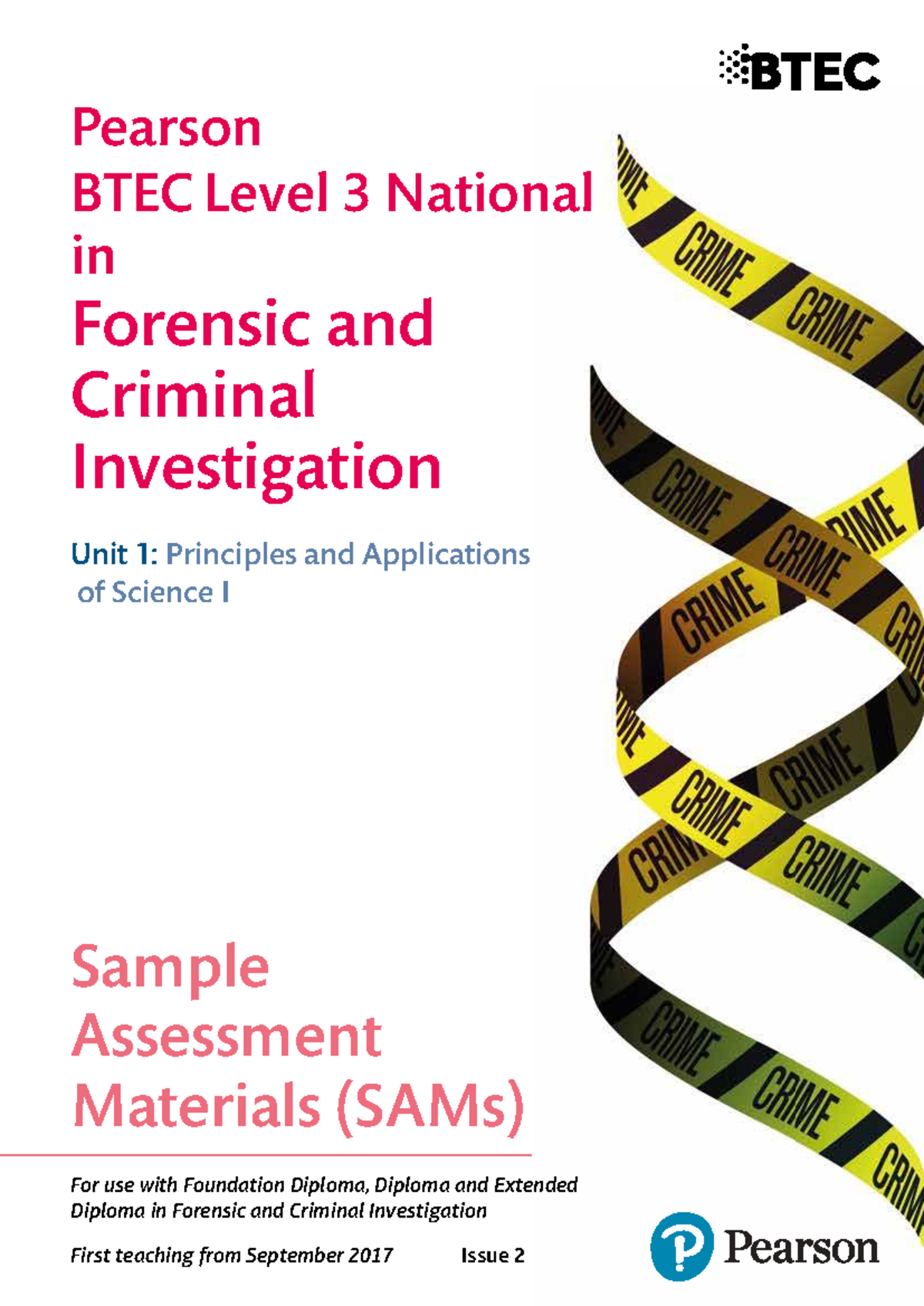 BTEC Level 3 Forensic & Criminal Investigation Unit 1 Sample Assessment ...