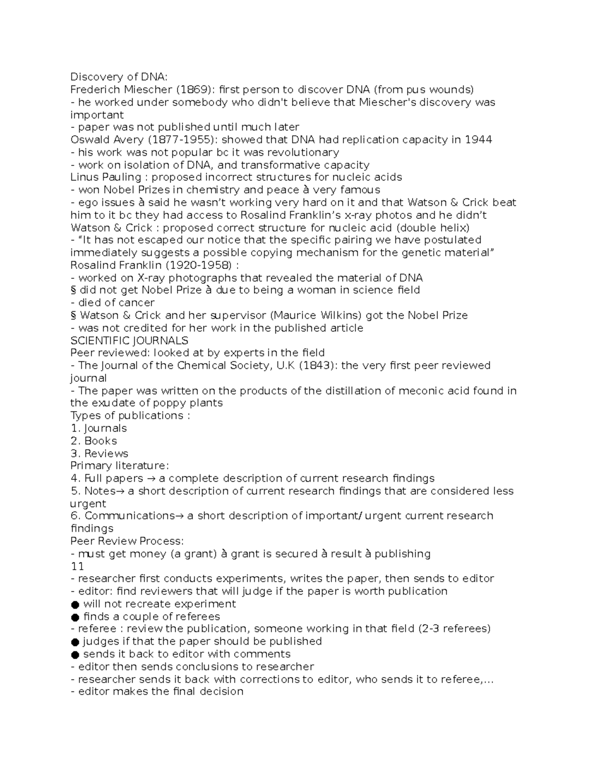 Chem 181-4 - lecture - Discovery of DNA: Frederich Miescher (1869 ...