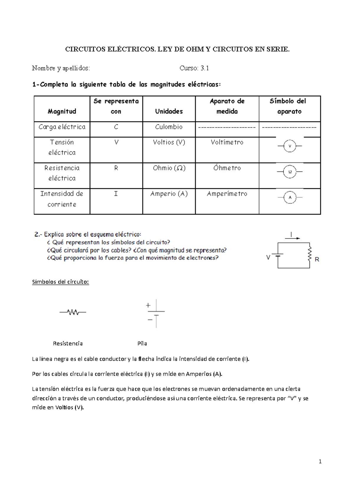 Circuitos Eléctricos en Serie: Ley de Ohm y Ejercicios de Física - Document Preview