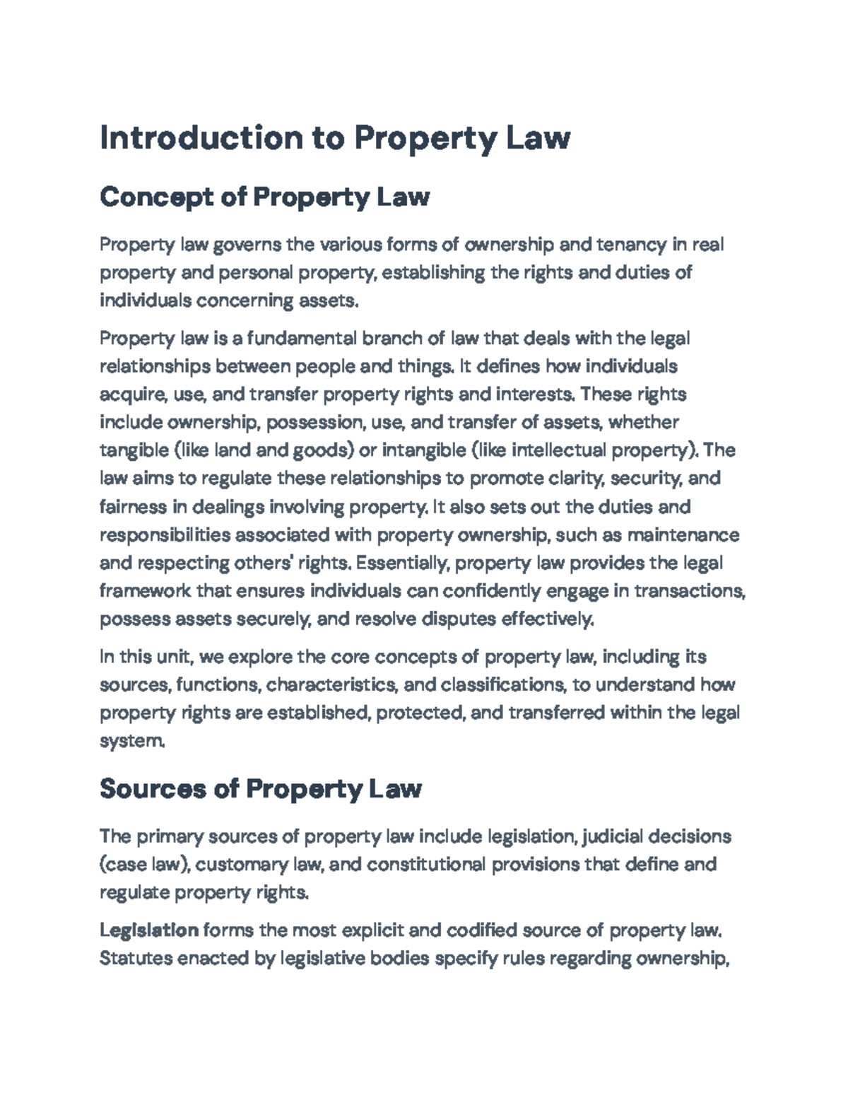 Comprehensive Overview of Property Law Concepts (PL 101) - Studocu