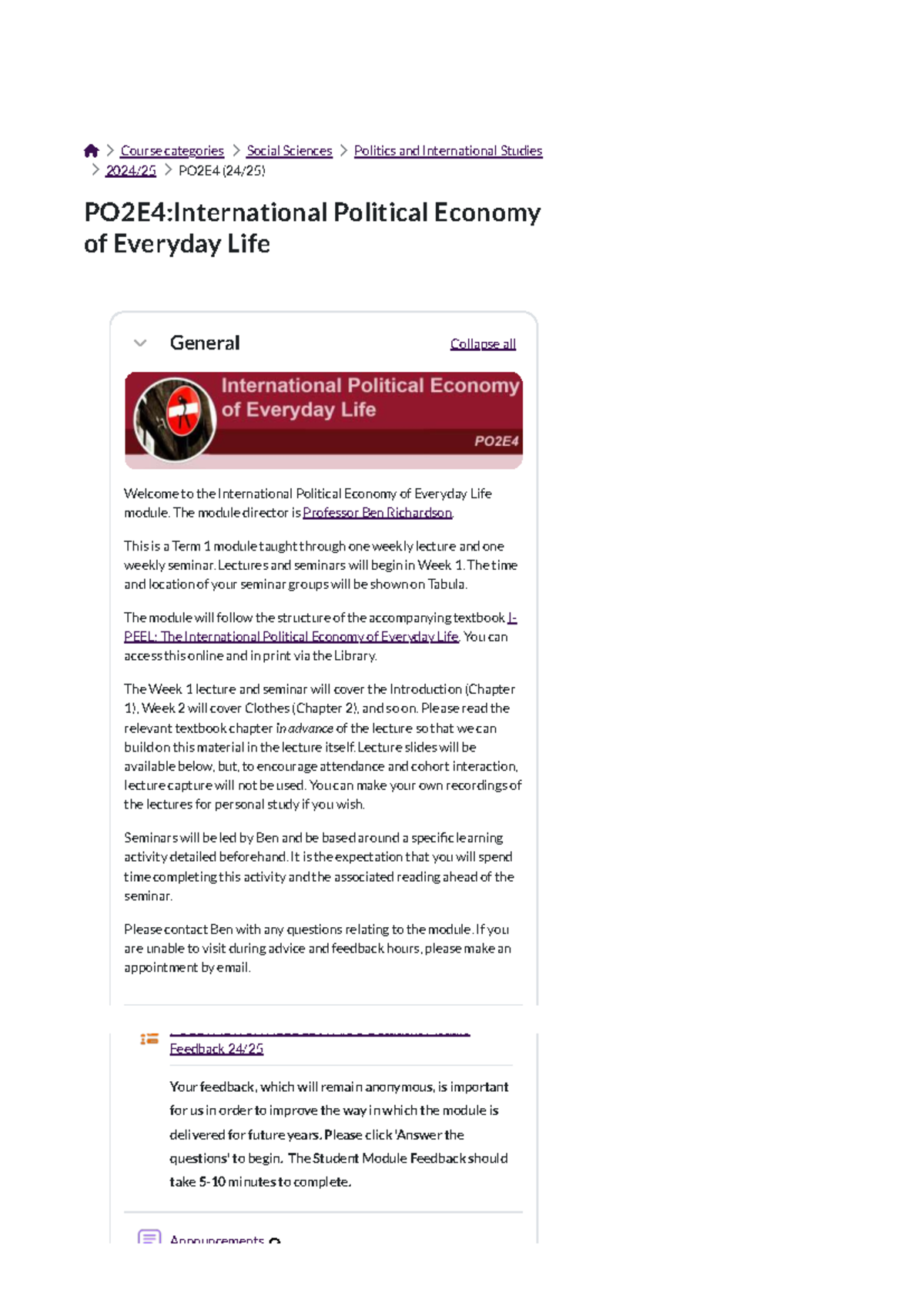 PO2E4: International Political Economy of Everyday Life Overview and ...