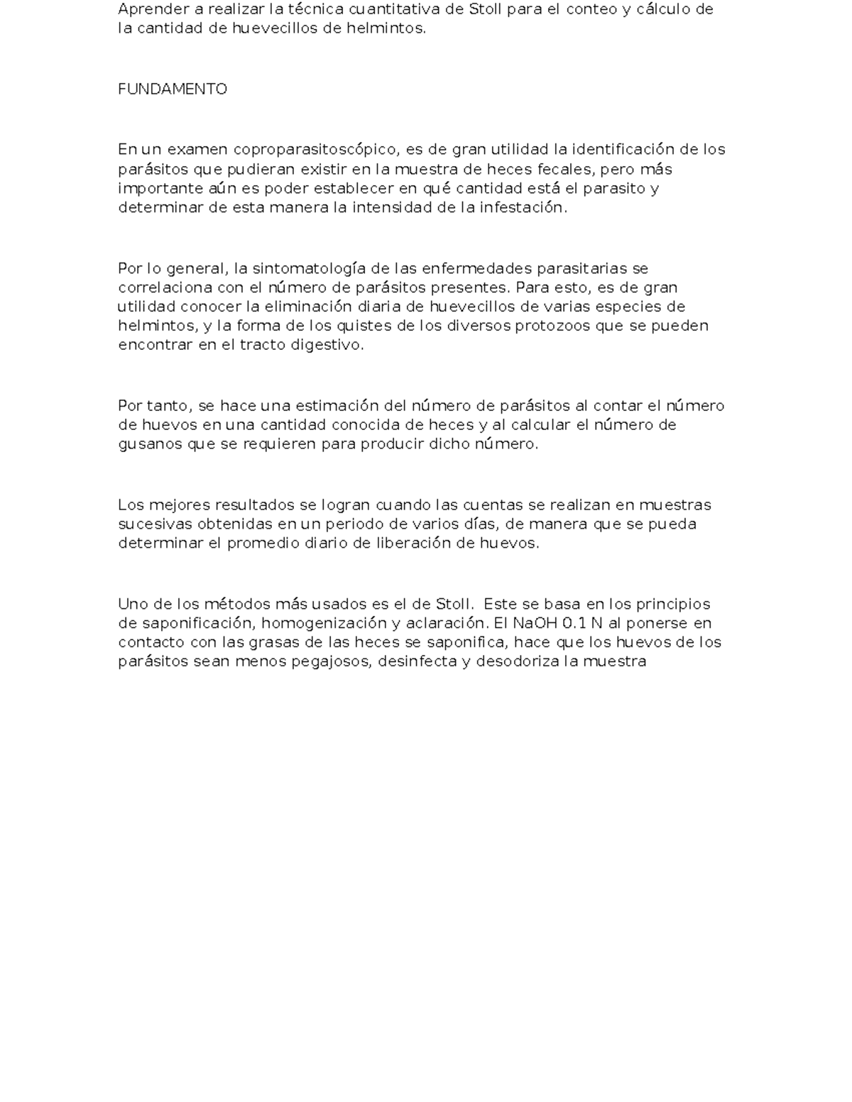 Aprender a realizar la técnica cuantitativa