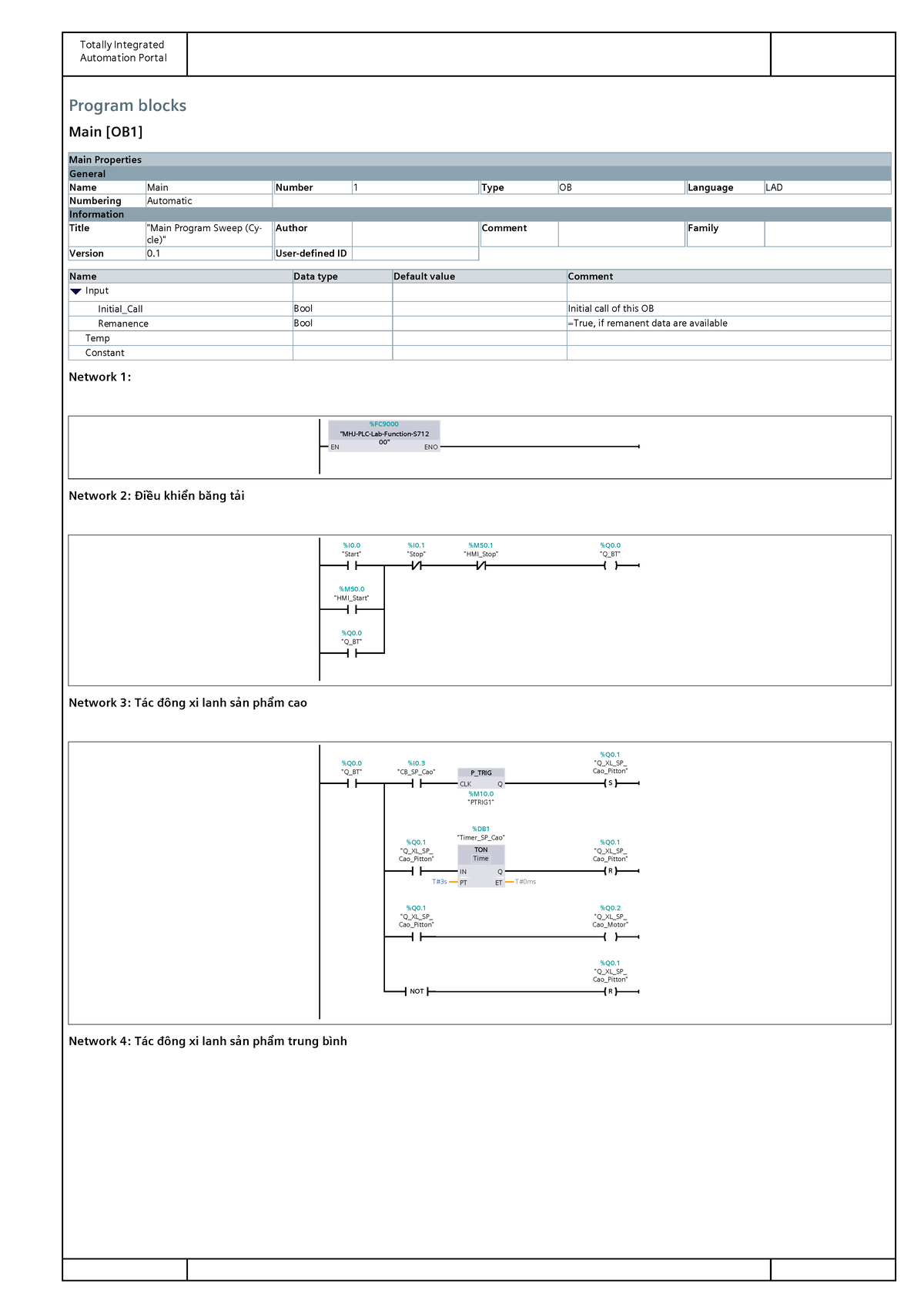 Totally Integrated Automation Portal: PLC Program Blocks Overview - Studocu