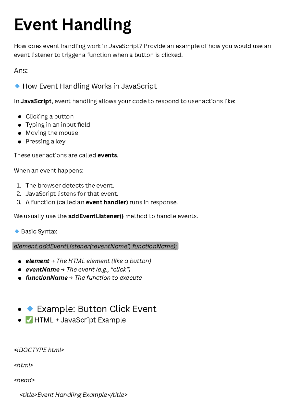 Event Handling in JavaScript: Understanding Listeners and Functions ...