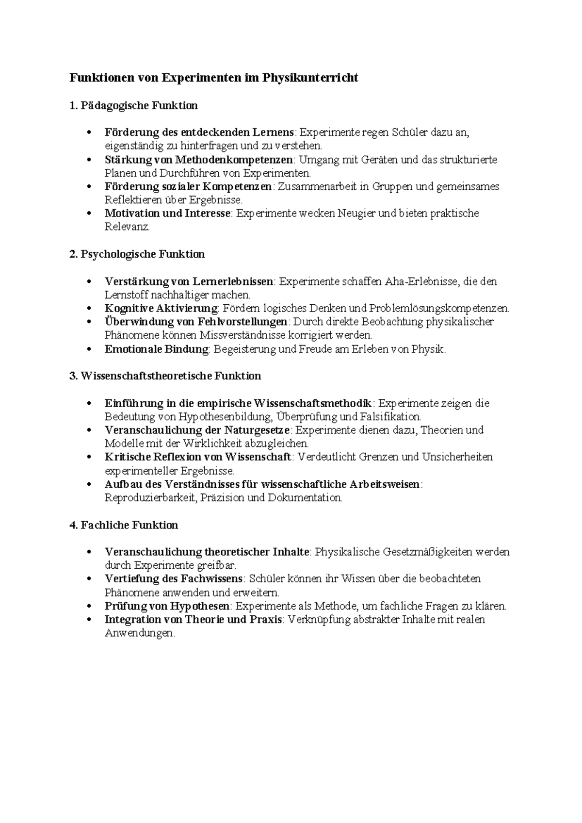 Funktionen von Experimenten im Physikunterricht: Lehrmethoden und ...