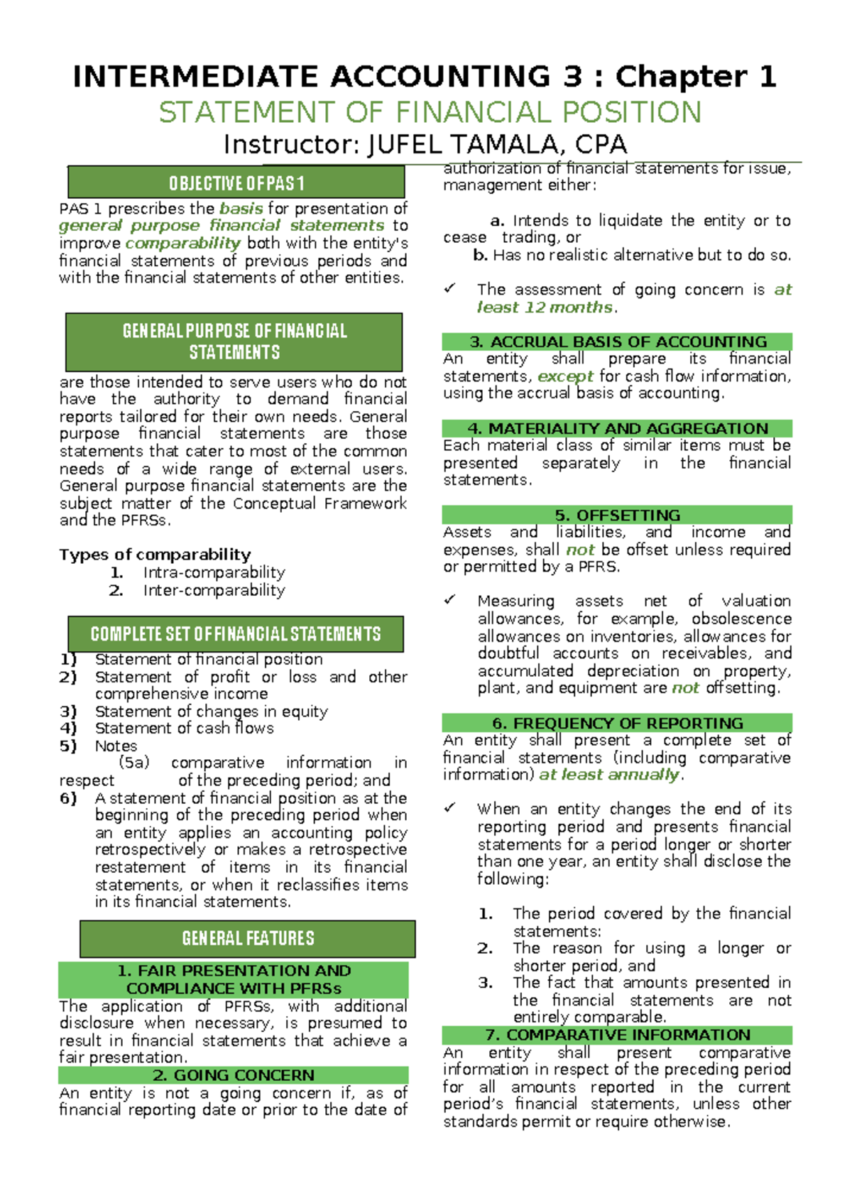 IA3 CHAPTER 1: Understanding the Statement of Financial Position - Studocu