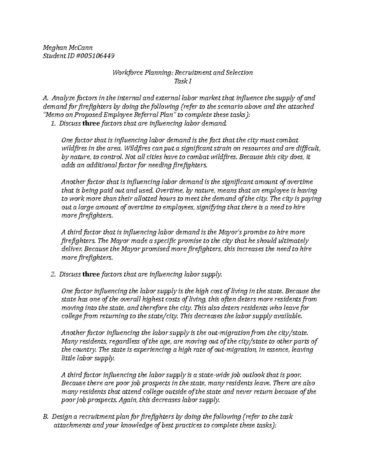C234 - REM1 - Task 1 - Recruitment & Selection Plan for Firefighters ...