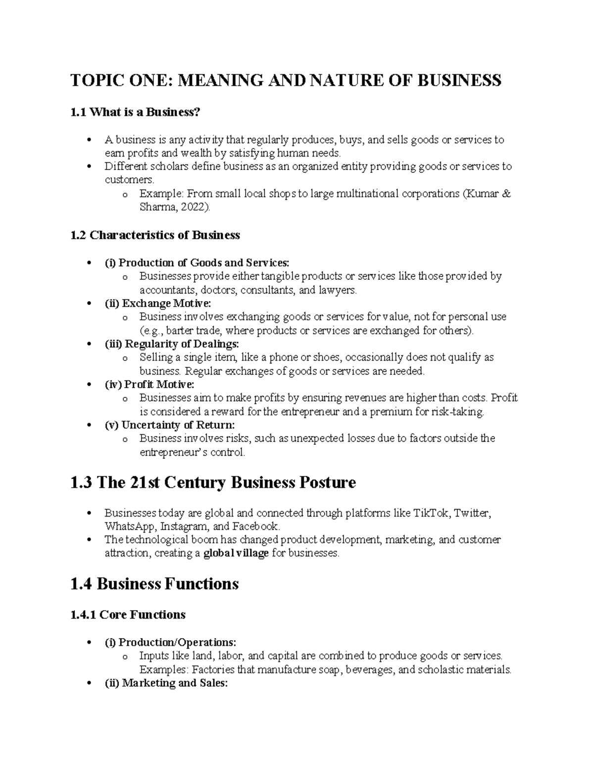 BUS 101: Overview of Business Concepts and Structures - Studocu