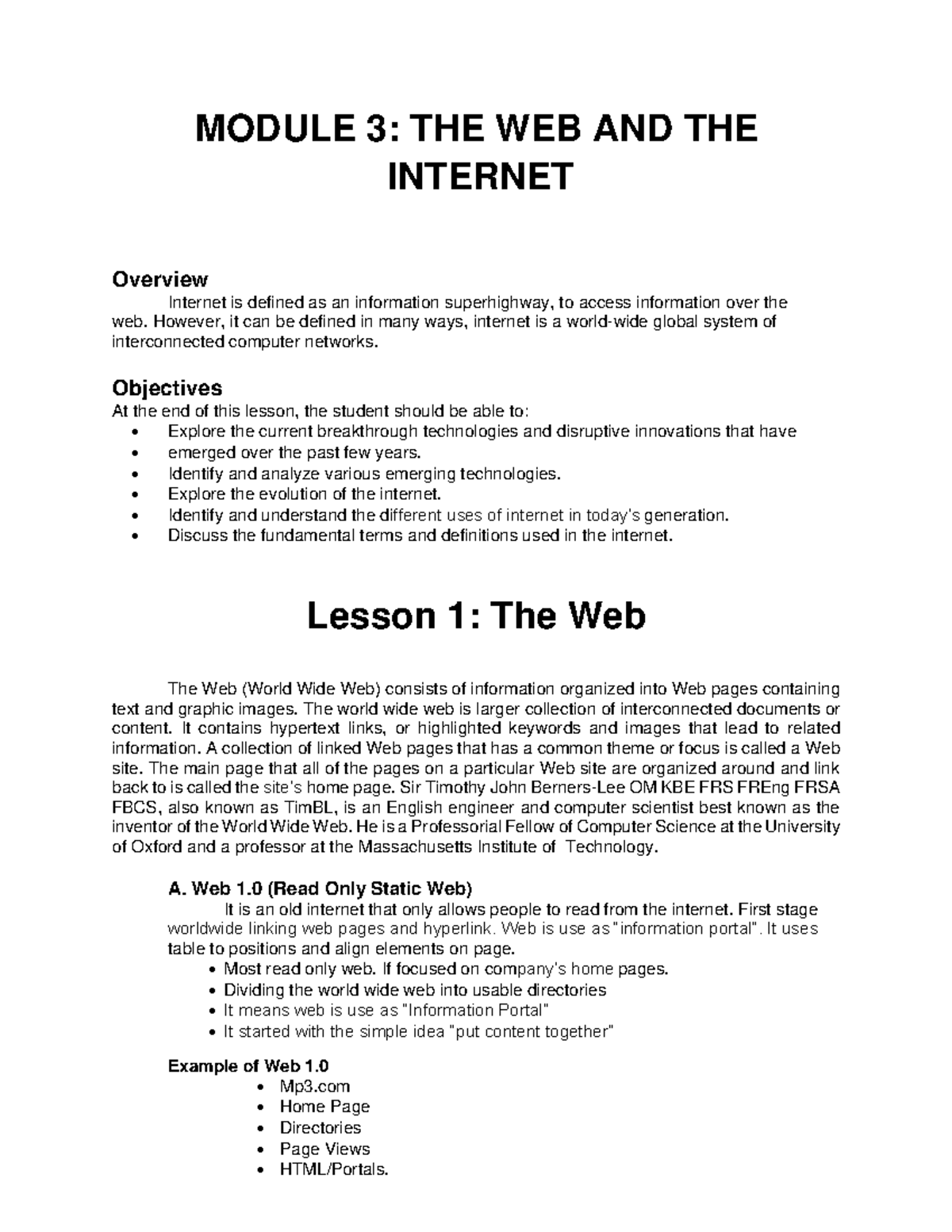 Module 3: Exploring the Web and Internet Technologies - Studocu