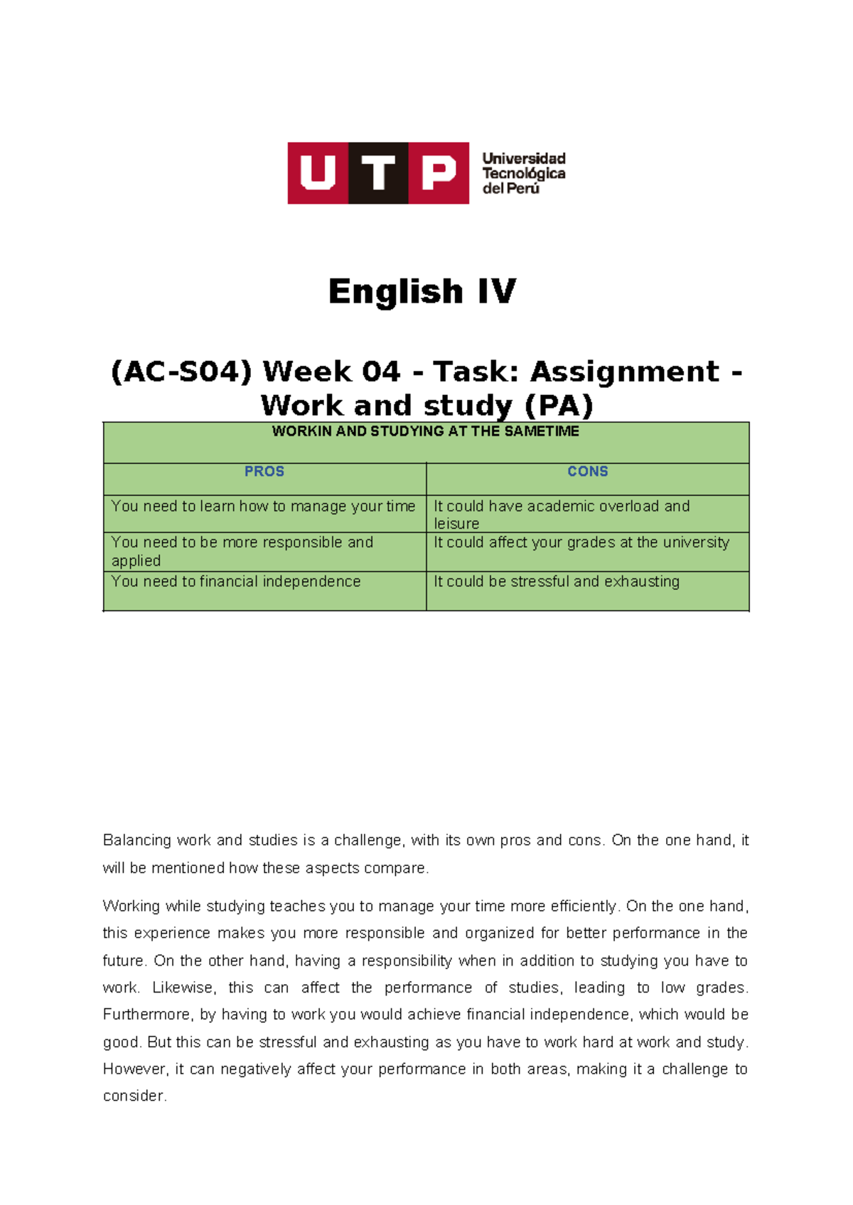 (AC-S04) Week 04,Task. Assignment, Work and study (PA) - (AC-S04) Week ...
