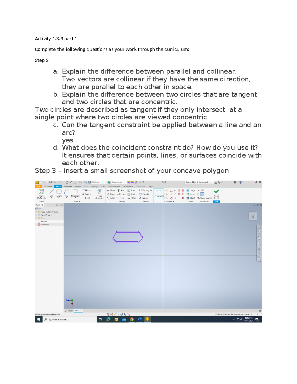 Activity 1.3.3 Part 1 - Answers to Questions on Vectors & Circles - Studocu