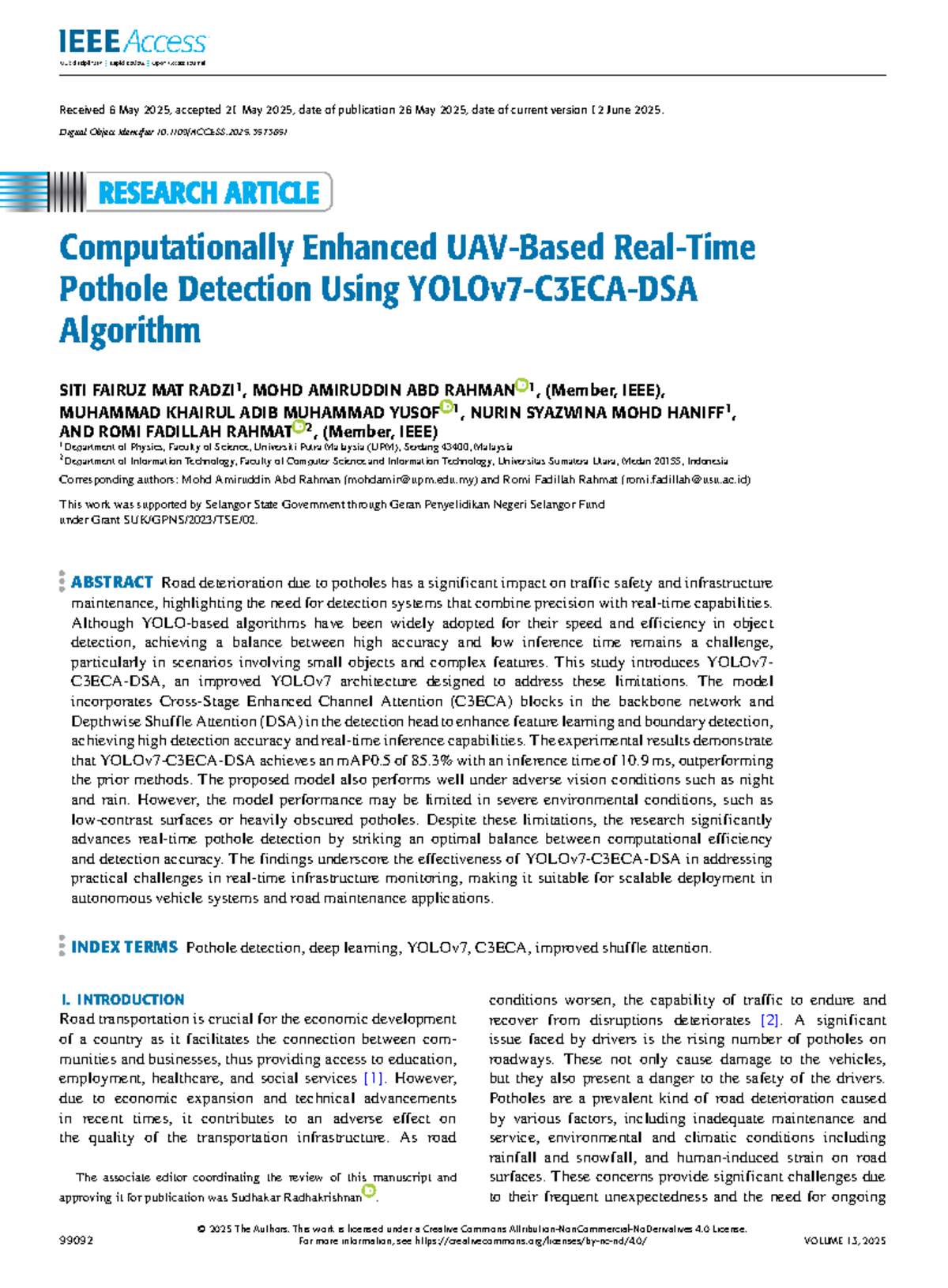 Computationally Enhanced UAV-Based Real-Time Pothole Detection Using ...