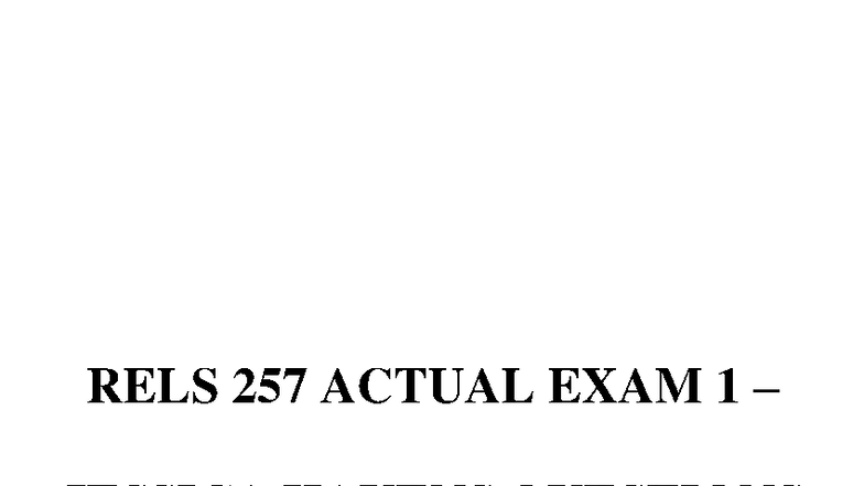 RELS 257 Final Exam 1 Study Guide - Jessica Havens Answers - Studocu