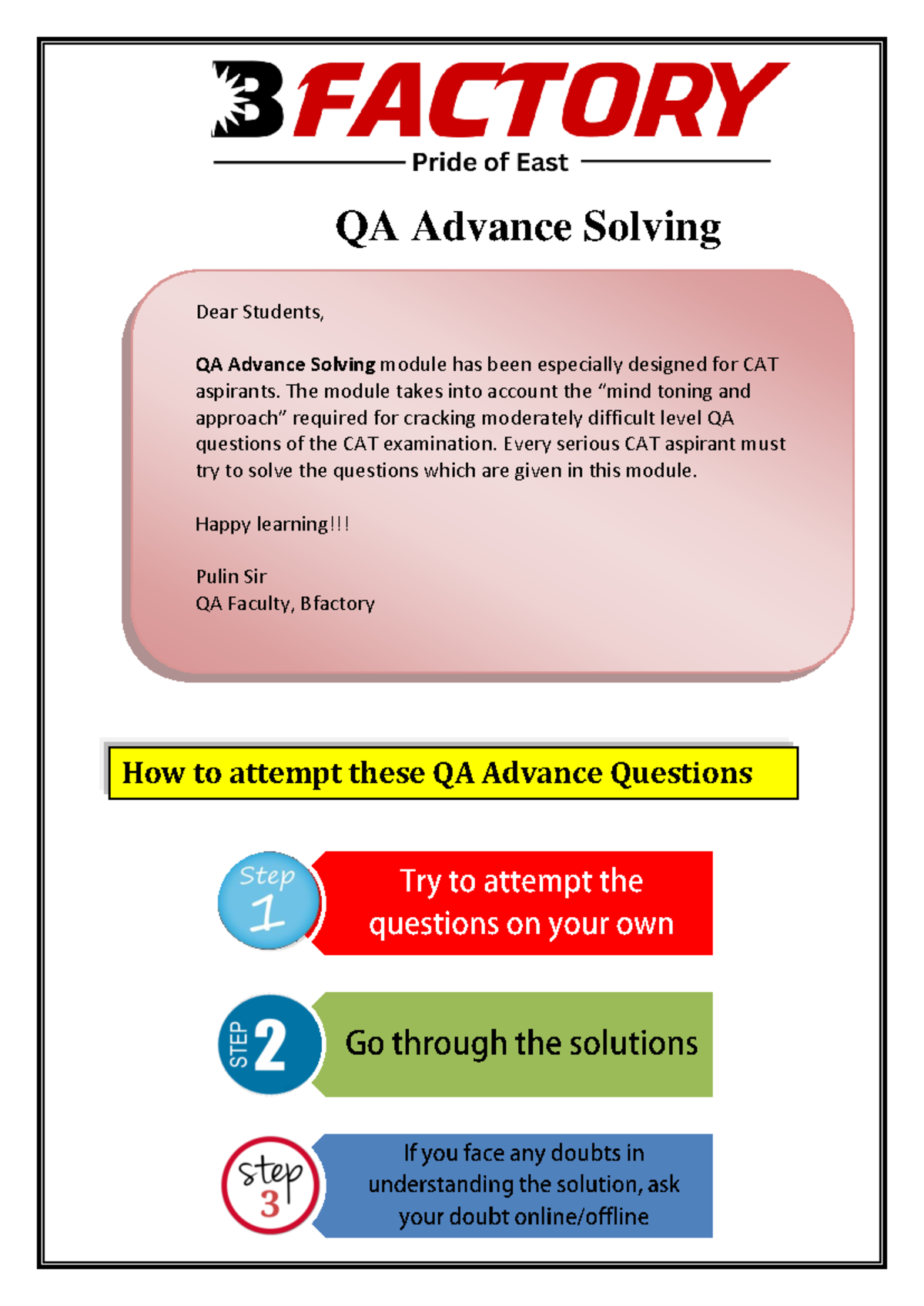QA Advance Solving Week 3 - QA Advance Solving How to attempt these QA ...
