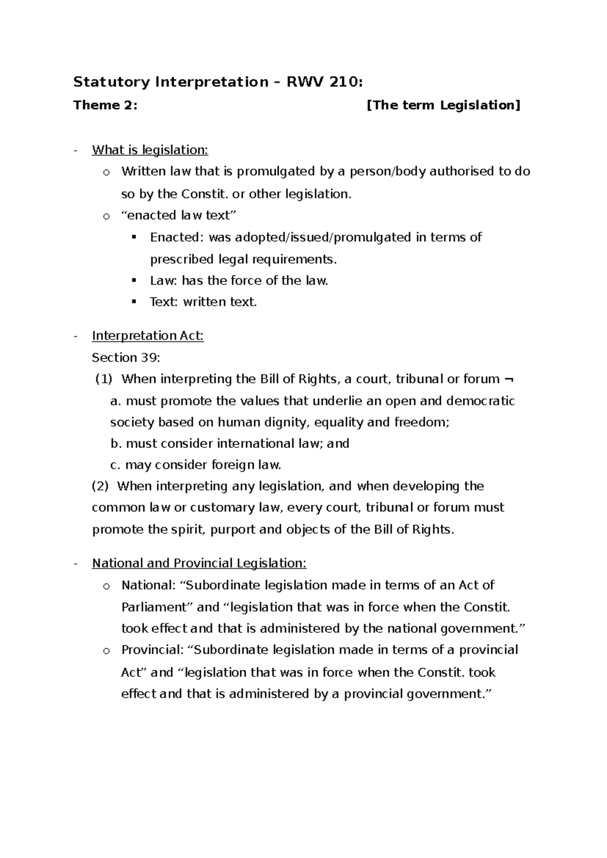 Statutory Interpretation RWV 210: Understanding Legislation and Its ...