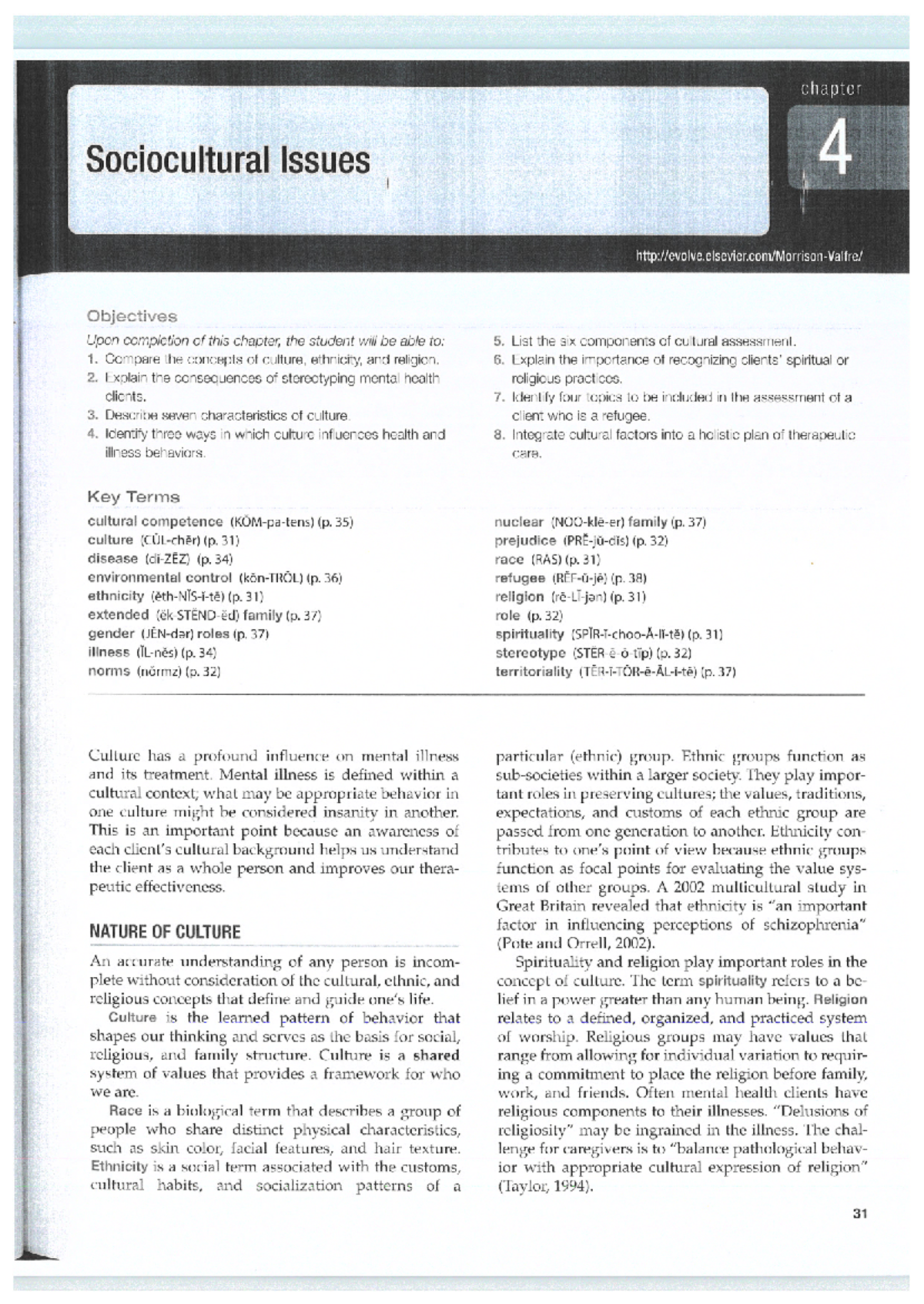 MHT 4 - Chapter on Sociocultural Issues in Mental Health Care - Studocu