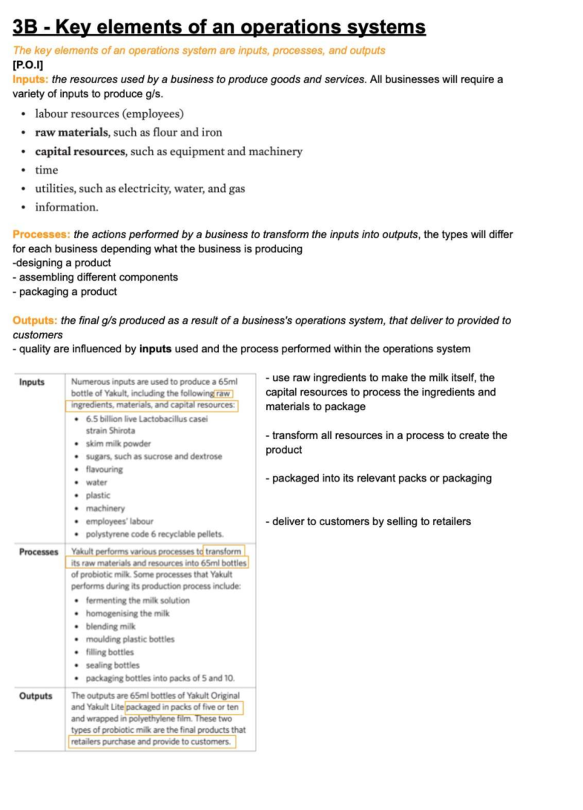 3B Key Elements of Operations Systems: Inputs, Processes, Outputs - Studocu
